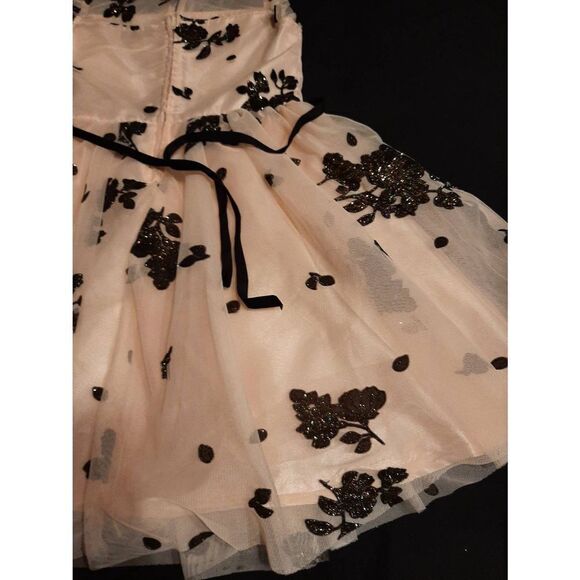 New Girl 6X Zunie Blush Glitter Black Floral Sleeveless Flower Girl Easter Dress - Picture 4 of 5